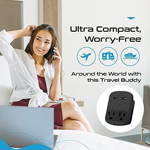 Compact Travel Power Adapter Set for Brazil, Peru & Chile – 20 W Dual USB & USB-C Charger with 2 USA Sockets – Fast Charging with Type C & N Attachments – Portable Plug Converter for Global Travelers – Stay Connected Anywhere