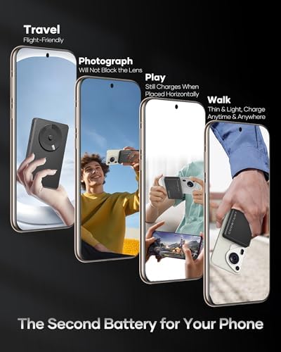 Ultra-Slim Wireless Portable Charger: 8000 m Ah Power Bank with Innovative Suction Cup for Seamless i Phone and Android Charging, 22.5 W USB-C PD Fast Charge, Ideal for Travel and Daily Use, Black – Ultimate Convenience and Efficiency