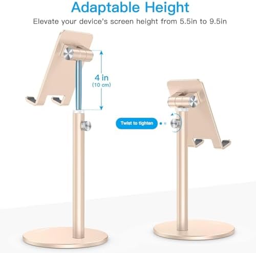 Cell Phone Stand, OMOTON Angle Height Adjustable Phone Holder, Aluminum Desktop Phone Holder Dock Stand for Desk, Compatible with iPhone 13/Mini/Pro/Max, All Smartphones and Tablets(4-11”),Black – Enhanced Compatibility and Speed