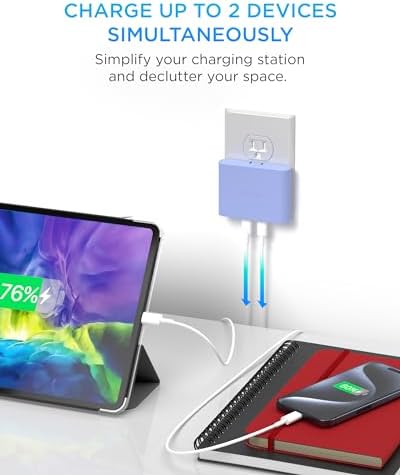 i Home 2-Port USB Wall Charger – Compact Dual Port AC Adapter for Rapid Device Charging – Flat Design for Travel & Home Use – Enhanced Compatibility with Smartphones & Tablets – Safe, High-Speed Charging Solution