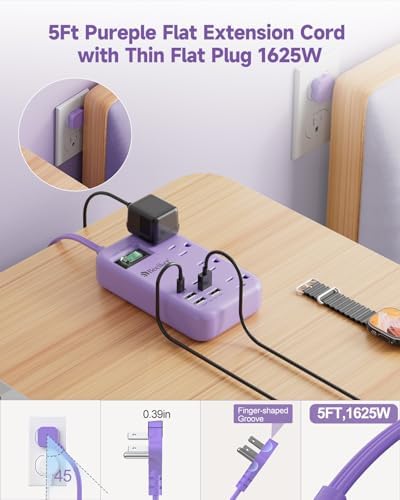 International Travel Power Adapter with 6 USB Ports and 4 AC Outlets – Versatile Plug Converter for European Destinations Including UK, France, Italy, and Germany – Compact 3 ft Extension Cord with Surge Protection for Enhanced Device Safety and Charging Efficiency