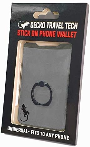 Gecko Universal Phone Ring Wallet – 360° Swivel Grip with Strong Adhesive for Credit Cards and Cash – Enhanced Stability and Comfort for Selfies, Videos, and Everyday Use – Compatible with All Cell Phone Models – Durable, Magnetic Mount Ready – Gray Finish – 90-Day Satisfaction Guarantee