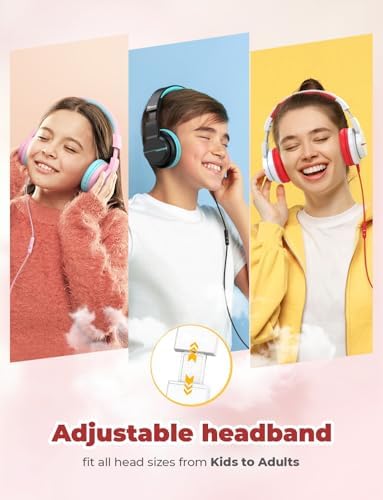 i Clever Kids Headphones: Safe 85 d B Volume-Limited Over-Ear Stereo Sound for Children – Foldable, Lightweight, and Compatible with i Pads and Computers for Easy Travel and Learning