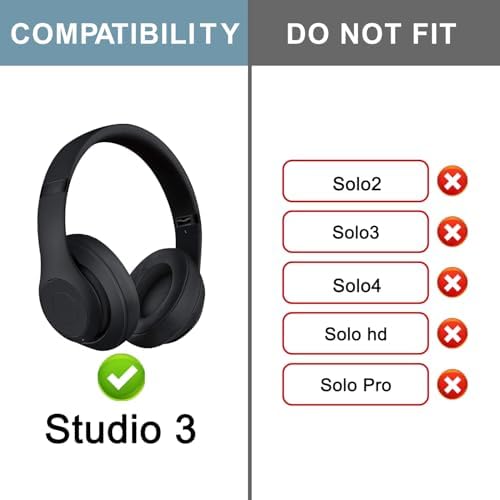 Transform Your Beats Studio 2 & 3 with SOPROM Premium Rubber Headband Cover – Stylish White Replacement Accessory for Enhanced Comfort and Durability in Wired & Wireless Models – Effortless Installation for a Revitalized Audio Experience