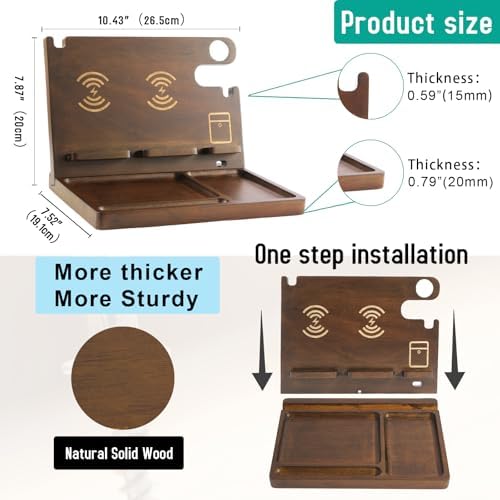 Eco-Friendly Wood Phone Docking Station with Dual 27 W Fast Charging for i Phone, Samsung, Apple Watch & Air Pods – Stylish Nightstand Organizer and Ideal Gift for Men and Women on Birthdays or Anniversaries