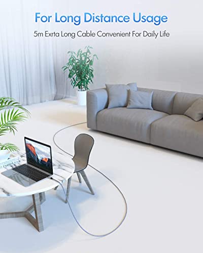 Ultra-Durable 16 ft USB C to USB C Cable – High-Speed PD Charging Cord with Braided Design, Ideal for Samsung Galaxy S21, Pixel, i Pad Pro 2020 & More – Unmatched Length for Ultimate Convenience and Performance