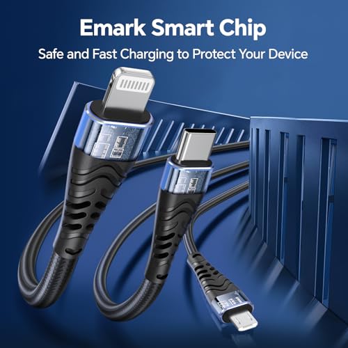 Innovative 4 FT Blue 3-in-1 USB Type C Charger Cable – High-Speed Multi-Device Charging Solution for i Phone 15, i Pads, Samsung & Android – Durable, Stylish, and Efficient Cable for Seamless Everyday Use