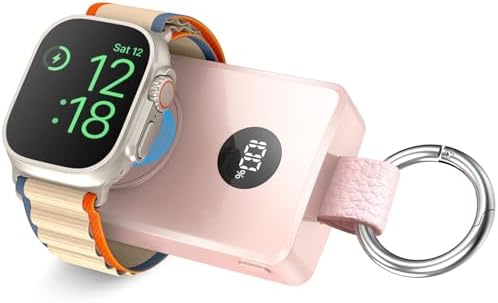 i.VALUX Magnetic Wireless Power Bank for Apple Watch – 4000 m Ah Ultra-Portable Charger with Keychain for Series 10-2 – Fast Charging Solution for Active Lifestyles – Sleek, Lightweight Design for Effortless On-the-Go Charging – Essential Travel Accessory for Apple Watch Users