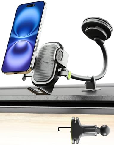 Universal Dashboard Cell Phone Holder by Bracketron – 360° Rotatable Mount with Strong Suction Cup for Secure Smartphone Access in Any Vehicle – Compatible with i Phone, Samsung, Google, Huawei and More – Effortless One-Click Release for Enhanced Safety and Convenience