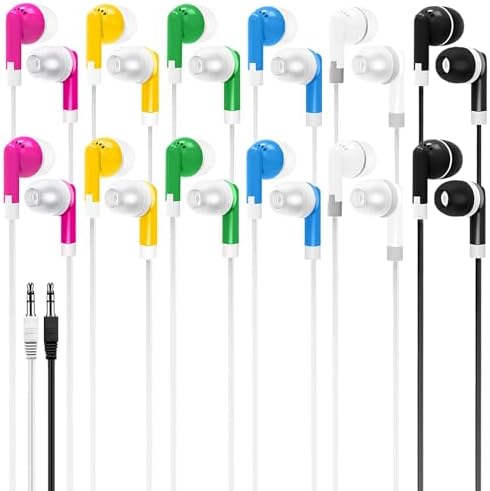 Bulk 60-Pack Colorful Student Earbud Headphones – Classroom & Library Essential, Individually Bagged for Easy Distribution – Lightweight, Durable, and Universally Compatible – Transform Learning with Engaging Audio Experiences