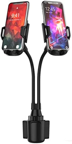 Dual Device Car Cup Holder Mount – Flexible Neck & 360° Rotatable Cradle for Enhanced Navigation – Universal Fit for i Phone, Samsung & GPS – Perfect for Hands-Free Convenience on the Road