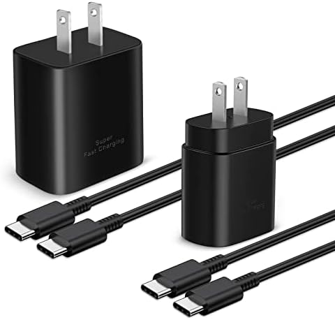 Dual Pack 45 W Samsung Type C Super Fast Charger – Rapid Power Delivery for Galaxy S25 Ultra/S25/S24/S23/S22 & Galaxy Tab with 10 FT USB C Charging Cables – Optimal PPS Technology & Enhanced Compatibility for Efficient Charging Solutions