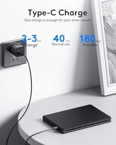 Samsers Portable Foldable Bluetooth Keyboard – Ultra Slim Wireless Keyboard with Stand for i OS, Android & Windows Devices – Rechargeable Multi-Device Travel Keyboard for Effortless Typing on the Go – Sleek Black Design