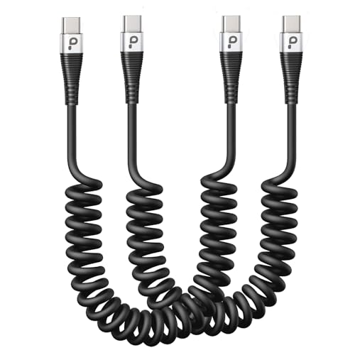 USB C to C 100W 3ft, 2Pack Coiled USB C Charger Cable for Car, Short Type C USBC Fast Charging Cable for iPhone 16/15/Pro/Plus/Pro Max/Samsung Galaxy S23, Compatible All Type C Devices – Enhanced Compatibility and Speed