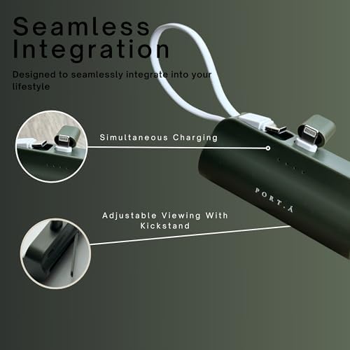 Ultra-Compact 5000 m Ah Fast Charging Power Bank with Dual Ports – Essential Mini Charger for i Phone and Type-C Devices with Built-In Kickstand – Travel-Friendly Power Solution for Samsung, Google, and Android Smartphones – Engineered for Optimal Performance and Portability