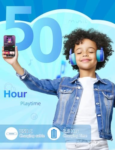 Safe Sound Bluetooth Headphones for Kids – Lightweight Wireless Earphones with 85 d B Volume Limiting for Toddler Hearing Protection – Ideal Twistable Design for School, Travel, and Home Use – Premium Audio Quality with Built-in Microphone for Clear Communication