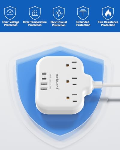 Ultimate Universal Travel Plug Adapter with PD30 W Fast Charging Hub – 3 Multi-Port Connectivity for International Travel, Featuring Dual USB-C & USB-A Outputs, 3 ft Extension Cord for Effortless Power in EU, US, UK, France & Spain – Perfect Solution for Global Adventurers Seeking Reliable Charging Options