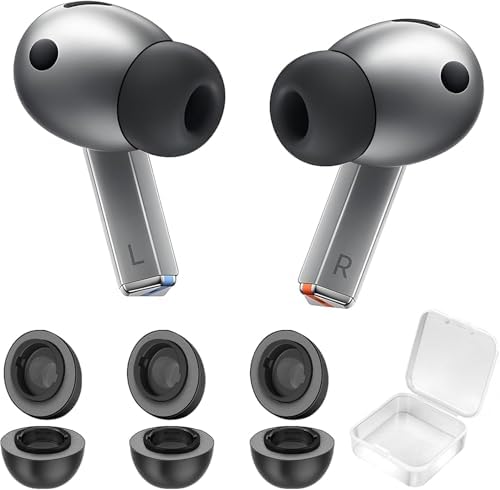 Premium Comfort Hybrid Memory Foam & Silicone Ear Tips for Samsung Galaxy Buds3 Pro – Double-Layer Anti-Slip Design Ensures Noise Isolation, Perfect Fit for Charging Case, 3 Pairs (Black Orange, Size L) – Transform Your Audio Experience with Superior Sound Quality and All-Day Comfort