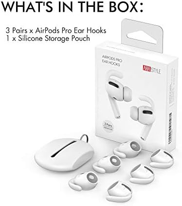 Aha Style Silicone Ear Hooks for Air Pods Pro – 3 Pairs of Anti-Slip Covers with Storage Pouch – Premium Earbud Accessories for Enhanced Comfort and Stability During Activities – Durable, Custom Fit Compatible with Apple Air Pods Pro (White)