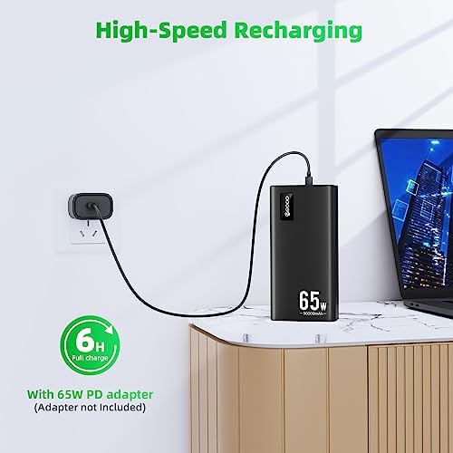 High-Capacity 50000 m Ah Fast Charging Power Bank – 65 W USB-C Portable Charger for Laptops, Phones & Tablets – Compatible with Mac Book, Dell, i Phone 14/13 – Stylish Blue Design for Ultimate Convenience and Reliability