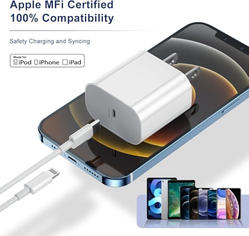 Ultra-Fast 20 W i Phone 16 & 15 Charger Block with 10 ft USB-C to C Cable – Power Adapter for i Phone 16 Pro Max, 15 Pro Max, i Pad Air & Mini – Compact Wall Charger for Ultimate Convenience and Compatibility