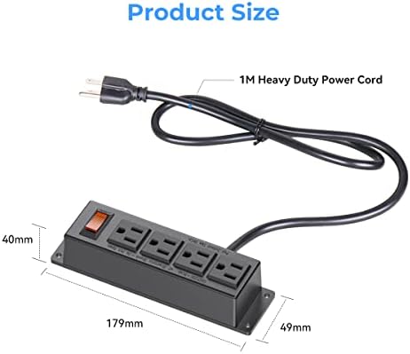 Revolutionize Your Workspace with the Wall Mount Power Outlet Strip – 4 Outlet Power Hub with On/Off Switch, 3 ft Cord for Under Desk Organization, Sleek Flat Plug Design in Black – Ideal for Home, Office, and Industrial Use, Enhanced Device Compatibility and Efficient Cable Management