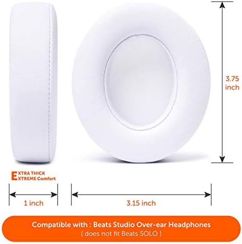Upgrade Your Audio Experience with WC Wicked Cushions Replacement Ear Pads for Beats Studio 2 & 3 – Retro 90’s White | Luxurious PU Leather & Enhanced Foam for Optimal Sound Isolation | Perfectly Fits B0501 & B0500 Models | Not Compatible with Beats Solo | Enhanced Adhesive for Maximum Durability and Longevity