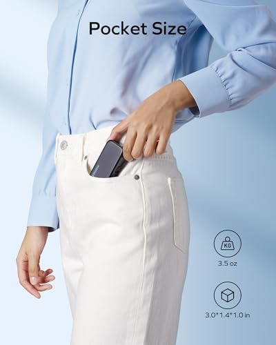 Momax 5000 m Ah Portable Power Bank with Integrated Foldable USB-C Connector & Fast Charging Cable – Ultimate On-the-Go Charger for i Phone 15, Android Devices, Laptops, i Pads, and Air Pods with Digital Battery Display for Enhanced Mobility and Convenience