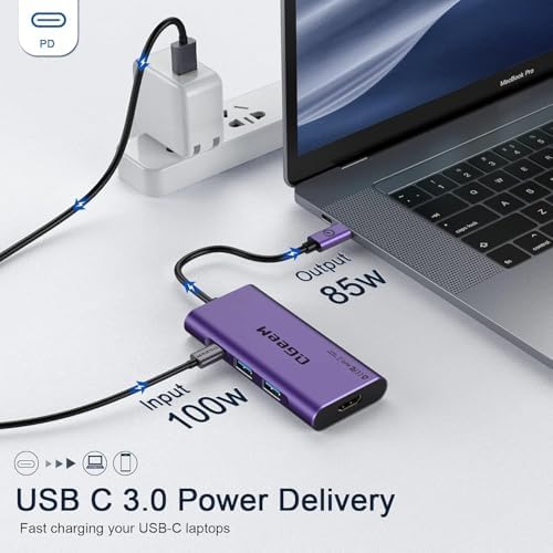 Elevate Your Connectivity Game with the QGee M 7-in-1 USB C Hub – Ultimate 4 K HDMI Adapter for Mac Book, i Phone 15/16, i Pad Pro Max & Chromebook – 100 W Power Delivery, High-Speed USB 3.0 Ports & Integrated Card Reader in Sleek Grey for Superior Performance and Unmatched Versatility