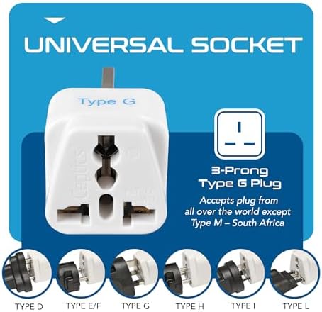 Ultimate Compact Travel Power Adapter for UK & Ireland – Dual USB & USB-C Fast Charger with 3.1 A Output – Type G Plug Converter for Seamless Global Connectivity in Hong Kong, England, Dubai, and Saudi Arabia – Safe, Efficient Design for Smart Travelers