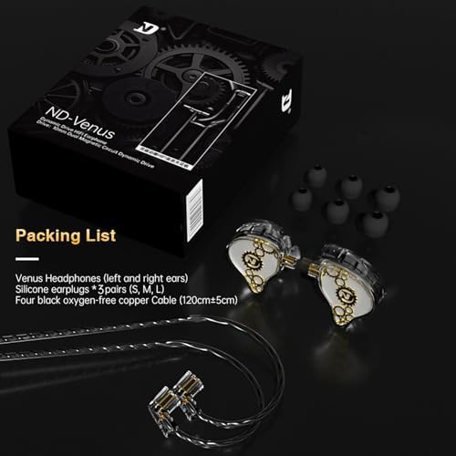 ND Venus High-Fidelity In-Ear Monitor Headphones – Premium Wired Earbuds Featuring 10 mm Dual Magnetic Drivers for Superior Audio Clarity – Ergonomically Designed for Comfort with Detachable Cable and Integrated Mic – Ideal for Gamers and Audiophiles – Versatile 3.5 mm Compatibility for Seamless Sound Connection – Perfect for Extended Listening and Immersive Gaming Experiences