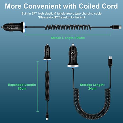 Ultra-Fast Google Pixel Car Charger with 3 FT Built-in USB-C Cable – Dual Port Adapter for Google Pixel 9 Series, Galaxy S25 Ultra & More | Convenient Charging Solution for On-the-Go Power Needs | Compact & Durable Design for Everyday Use