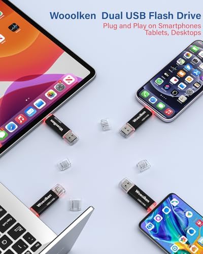 Wooolken 32 GB USB C Flash Drive 2 Pack – Versatile Dual USB 3.0 OTG Memory Stick for i Phone 16/15, Android Devices & Computers – High-Speed Data Transfer, Compact & Durable for On-the-Go Storage Solutions