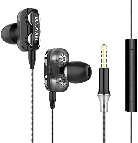 Premium Wired Earphones with Microphone for Active Lifestyles – Noise Cancelling In-Ear Headphones with Deep Bass Stereo Sound for Workouts, Gaming, and Clear Calls (Black) – Versatile Compatibility and Ergonomic Comfort