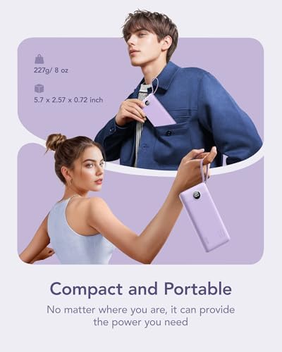 VRURC 10,000 m Ah Slim Power Bank – Ultimate Multi-Device Portable Charger with Built-in Cables, 5 Outputs & Dual USB-C Inputs for i Phone, Samsung, Android – Travel Essential for On-the-Go Power Solutions
