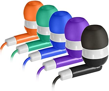 Vibrant 30-Pack Kids Earbuds – Wired In-Ear Headphones in 5 Fun Colors (Black, Blue, Orange, Green, Purple) – Ideal for i Pads, Macs, PCs & Fitness Gear – Perfect for Classrooms & Group Activities with Enhanced Compatibility and Sound Quality