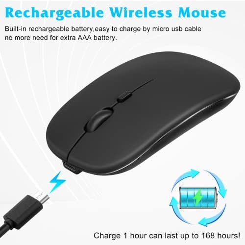 Urban X Midnight Black Bluetooth Rechargeable Mouse for 17″ Laptops – Ergonomic, Silent Click Design for Seamless Compatibility with PC, Mac, i Pad, Tablets & Android Devices – Ultimate Precision for Enhanced Productivity