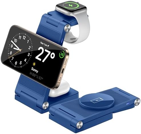 Innovative 3-in-1 Magnetic Wireless Charging Station – Premium Foldable Dock for i Phone 16/15/14/13/12, Apple Watch Ultra/Series 9-2, and Air Pods – Ultimate Travel-Friendly Power Hub with Superior Rapid Charging for Tech Savvy Professionals and On-the-Go Users