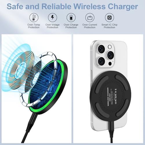 Samsung S25 Ultra Fast Wireless Charging Pad – Optimized QC 3.0 Charger Station for Samsung S25 Edge, S24, S23, S22, S21, S20, Z Fold 6/5, Moto G Stylus 5 G, Edge 2024 & Razr 2024 – Sleek Design & Smart Safety Features for Effortless Power Delivery