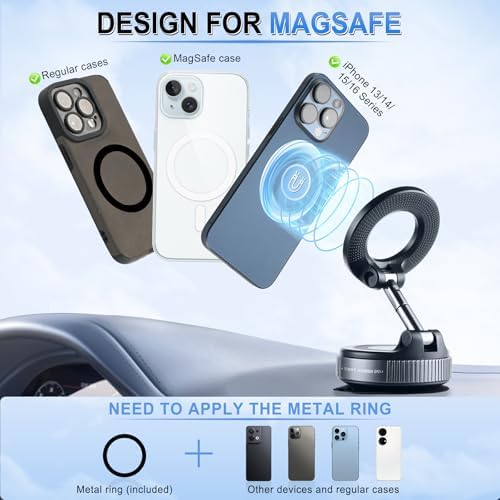 Liv Tee Premium Magnetic Phone Holder with 360° Rotation – Ultimate Car Mount for i Phone & Android – Secure Vacuum Suction Cup for Hands-Free Navigation and Sleek Interior Style