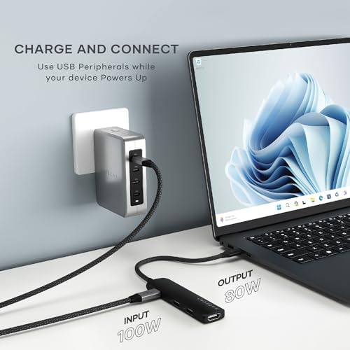 Satechi 4-in-1 USB-C Hub Multiport Adapter – Enhance Your Connectivity with 4 K HDMI Output, Dual USB 3.0 Ports, and a Sleek Black Design for Mac Book & Chromebook Users – Perfect for Remote Work and Media Streaming