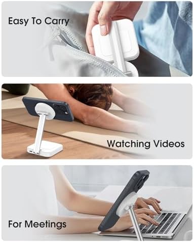 Versatile Magnetic Charging Station for i Phone 12-16 Series & Air Pods – Foldable Wireless Charger with Mag-Safe Technology, Compact Design for Multiple Devices, Integrated Phone Holder for Hands-Free Use, Perfect for Home & Travel