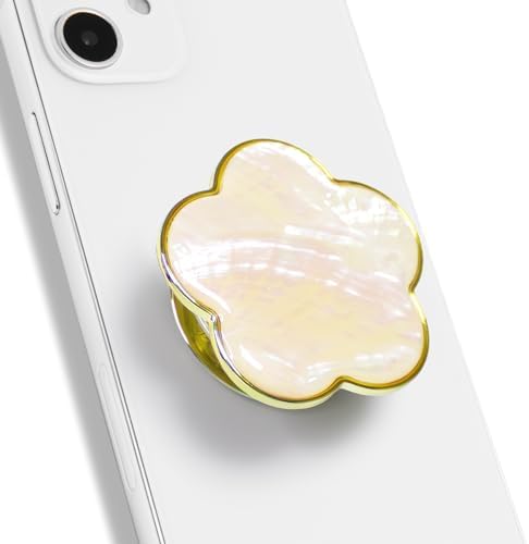 Chic Mother of Pearl Daisy Floral Phone Grip & Stand – Stylish Magnetic Phone Holder for Secure One-Handed Use and Hands-Free Viewing (Crème) – Ideal Floral Accessory for Enhanced Mobile Experience and Compatibility with Mag Safe Devices