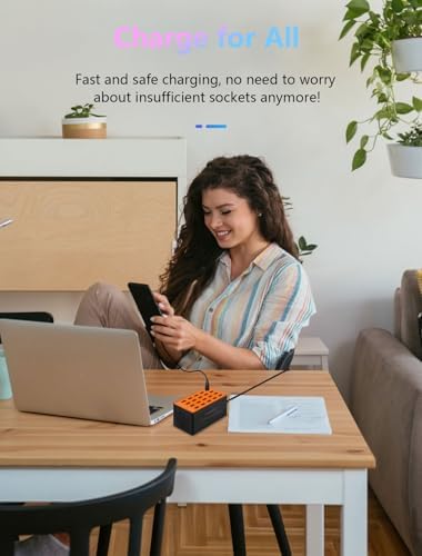 20-Port USB Charging Hub – 100 W Fast Charging Station for Multiple Devices, Smart Power Distribution, Compact USB Charger Dock for Home and Office Use, Ultimate Convenience for Gadgets and Electronics