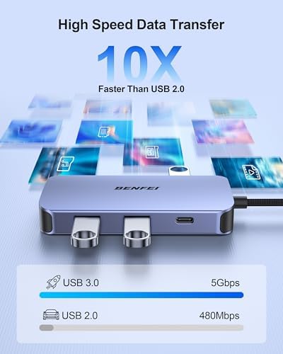 Maximize Your Productivity with the BENFEI 8-in-1 USB C Docking Station: Triple Display Hub Featuring Dual HDMI, VGA, 3 USB 3.0 Ports & 100 W Power Delivery for Effortless Mac Book Pro & XPS Connectivity