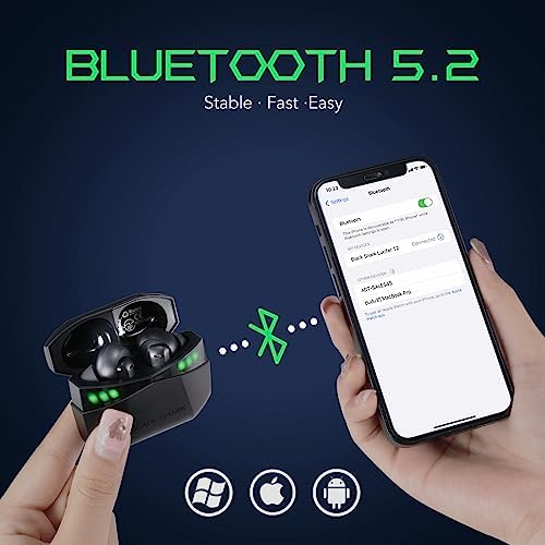 Elevate Your Gaming Experience with Black Shark Wireless Gaming Earbuds – Hi-Fi Stereo Sound, IPX5 Waterproof Design, Noise-Cancelling Microphone, and Quick Charging Case for Ultimate Convenience and Performance on i Phone & Android Devices