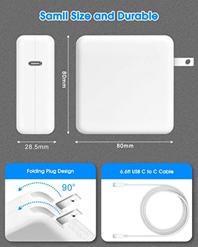 High-Speed 96 W USB-C Power Adapter for Mac Book Pro & Air – Ultimate Compatibility with 6.6 ft Charging Cable for Quick, Efficient Charging – Safeguard Your Devices with Intelligent Protection Technology – 12-Month Warranty Included