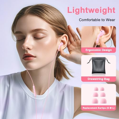 Premium USB C Earbuds for i Phone 16 & Samsung Galaxy Series – High-Fidelity Noise Cancelling Wired Headphones with Built-in Mic for Pixel 9 & One Plus 12 – Sleek Black Design for Ultimate Comfort and Clarity – Perfect for Music & Calls