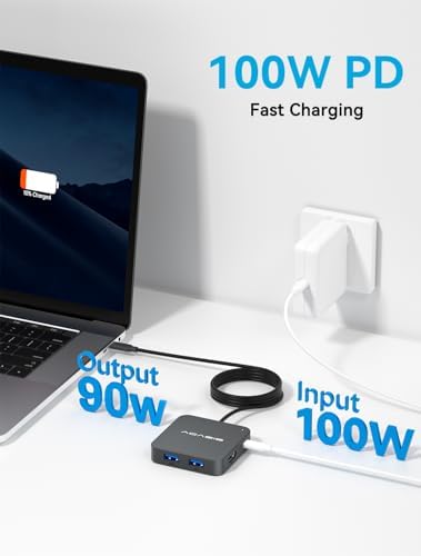 Revolutionize Your Workspace with the 4 FT USB C Hub – 10 Gbps Multiport Adapter Featuring 4 K HDMI Output and 100 W Power Delivery for Mac Book, Dell, Lenovo & i Pad Pro – Ultimate Connectivity with Versatile USB A3.1 Ports for Fast Data Transfers and Seamless Device Integration
