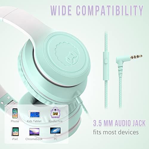 Rockpapa L22 Purple Over-Ear Headphones for Kids & Women – Lightweight, Foldable, and Durable Wired Design with Built-In Microphone for Clear Hands-Free Communication, Perfect for School, Travel, and Daily Use – High-Quality Stereo Sound and Tangle-Free Cord for Seamless Audio Enjoyment